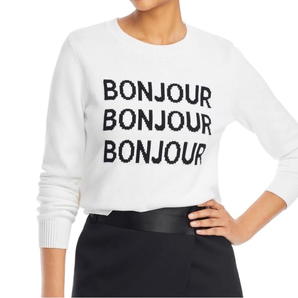 Karl Lagerfeld White and Black Bonjour Sweater